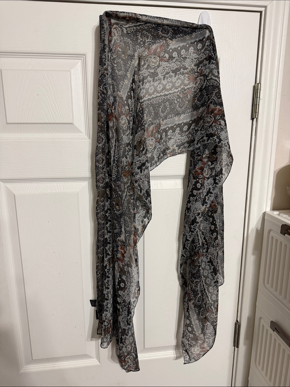 Cejon Sheer Paisley Scarf in Black, Brown and Cream